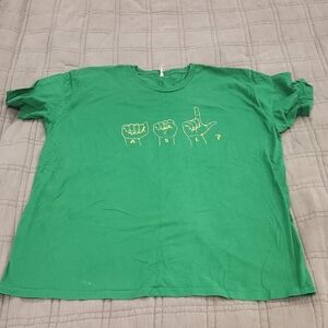 Alstyle Green Short Sleeve Tee with Sign Language Design Size XL!